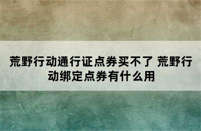 荒野行动通行证点券买不了 荒野行动绑定点券有什么用